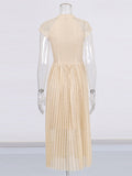 Wind Champagne Embroidered Dress Mid-Long Dress 2025 New Female Collar Bag Sleeve Design Waist Dress