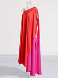 Dress 2025 New Color Personality Slant Shoulder Loose Summer Long Dress