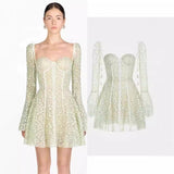 2025 Fang Tangsu Strap Horn Sleeve A-Sided Lace Embroidery Skirt