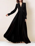 Spring And Summer Fashion Sexy Deep V Collar Silk Silky Swash Generous Temperament Dress Dress