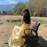 Style Yellow Sling Dress Women's Summer Seaside Wearing Skirt Loose Age Reduction A Skirt