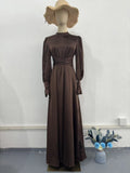 Long-Sleeved Waist-Bubble Sleeves In Autumn And Pure-Colored Fairy-Winding Dress