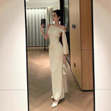 Shoulder Belt Dresses 2024 Summer New Spice Girls Sexy Packed Fishtail Long Dressed Woman