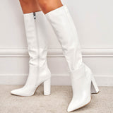 Large-Size High-Heeling Fashion Boots Stone Zips On The Side Of The Zippers Comfortable Coarse And Solid Female Boots High Quality Shoes