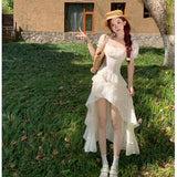 Sleeve Dress Women's Summer New Pure Chiffon Fairy Irregularly Harvesting Seaside Vacation Dress