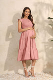 Summer Women's Flying Sleeves Folded Layered Short-Sleeved Dress Chiffon Pregnant Women's Dress Maternity