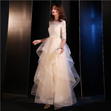 Dress Women 2025 New Banquet Dignified Atmospheric Elegant Champagne-Colored Host Year-End Dress Spring