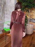 Eastern Muslims 2025 Autumn New Folding Dress Retro A Dress