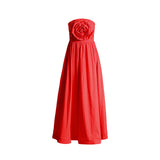 Women's Dress 2025 Spring New Women's Dress Red Mostly Roses Spliced Bra Long Dress Women