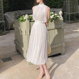 Hanging Neck Dress Set Spring And Summer Women's Clothing 2024 French Seaside Resort Beach Dress Chiffon Dress