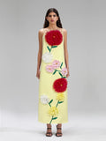 Large Flower Three-Dimensional Decoration Splicing 2025 New Solid Color Sling Skirt Loose Dress