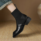 Large-Size Boots Knitted Skinny Short Boots Women's 2024 New Heel Socks Boots High Quality Shoes