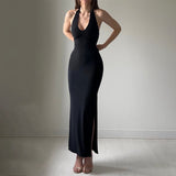 2025 New Solid Color Sling Hanging Neck U Tie With Open Skirt