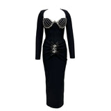 High-End Light Luxury Famous Wind Hot Diamond Banded With Dress Temperament Elegant Dress Dress Dress