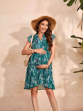 Independent Research And Development Design Of Pregnant Women's Dress Print V-Neck Dress Summer Sleeveless A-Shaped Dress Loose Chiffon Maternity