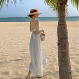 Tourism Photo Clothes Women's Summer Seaside Resort Beach Dress Super Fairy Temperament Bare Back Sling Dress