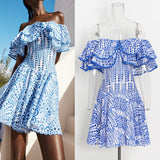 New Australian Trendy Design Elegant Short Dress Word Collar Lanky Thin Dress Woman