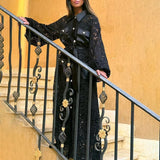 Style Dress 2025 New V-Neck Pocket Splicing Embroidery Hollow High-End Dress Dress Woman