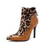 British New Color Leopard-Print Headed Knight Boots Fine High Heel Boots 40-48 Size High Quality Shoes