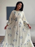 New Printed Fairy Style Long-Sleeved Long-Sleeved Dress Elegant Temperament Dress