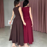 Summer New Women's Collar Sexy Sleeveless Wrinkled Temperament Dress Dress Dress Woman HZ0628