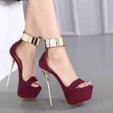 The Sky High Sexy Night Club 16Cm Ultra-High Heel Single Shoes Women's Word Sandal Shoes Show Car Model High Heels High Quality Shoes