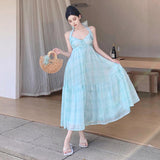 Travel To Take Pictures Of Beach Dress Temperament Bare Back Hanging Neck Hanging Dress Summer Seaside Holiday Fairy Dress