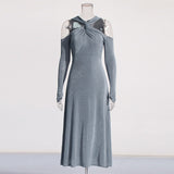 Temperament Elegant Wind 2025 Summer New Cross-Necked Shoulder Knot Design Dress Dress Woman