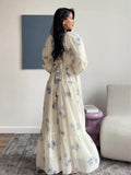 New Printed Fairy Style Long-Sleeved Long-Sleeved Dress Elegant Temperament Dress