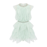 Fashion Temperament Sleeveless Dress 2024 New Famous Light Luxury Mesh Diamond Collar Skirt