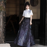 Design And Painting Chinese Style Improvement Han Elements Female Shirt Horse Face Dress Set 6935