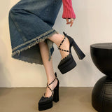 And Summer 2024 New Fashion Rivet Coarse And Hate High-Point Silk And Satin High-Heeled Walk Show Women's Singles Shoes High Quality Shoes