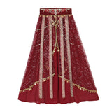 Red Flame Of The Female Hans Clothing Female Dunhuang Wind Wind Wind Cloak Corset Half Skirt Suit 9073