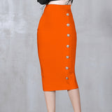 And Winter New Waist Slim Half Skirt Fashion Slit Buckle Long Skirt Slim Bandage Nepotism