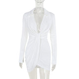 Autumn 2025 New Hottie Bag Hip Dress Temperament Sexy V Collar Long Sleeve Dress Woman DJPT