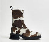 Winter New Sharp Head And Cow Hair Show Coarse And Knee Boots Women's Boots High Quality Shoes