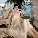 New Seaside Tour Slings Bare Back Gentle Wind Holiday To Take Pictures Beach Dress Long Dress Summer
