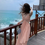 Dress Sexy Pure Desire Irregularly Exposed Waist Thin Sling Dress Design Feeling 100 Folded Dress Dress Dress Dress Woman