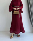 Muslim Folding Loose-Fashiony Sleek Solid-Colored Dress For Summer 2024
