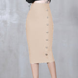 And Winter New Waist Slim Half Skirt Fashion Slit Buckle Long Skirt Slim Bandage Nepotism