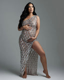 Summer Luxury Hot Diamond Pregnant Women Photo Dress Oblique Shoulder Slit Drill Pregnant Woman Photography Dress Maternity