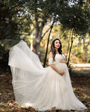 Women's Silk Cotton With Chiffon Pregnant Women Floating Tail Fluttering Sleeves Of The Dress Photo Dress 1209 Maternity