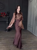 2024 Splicing Glass Yarn Sleeve Long Denwear Dress
