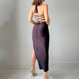 2025 New Solid Color Sling Hanging Neck U Tie With Open Skirt