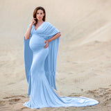 Processing A Word Collared Shawl Long Skirt Pregnant Woman Photo Shoot Long Dress 1199 Maternity