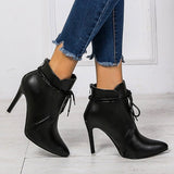 Winter New Women's Leather Boots Tips Followed Zipper Short Boots High Quality Shoes
