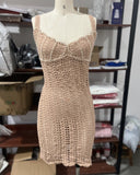 2025 Women's New Fashion Temperament Suspension Beach Pearl Short Dress Knitted Dress HZ0628
