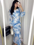 2025 New Broken Flower Design Chiffon Print Dress Woman