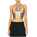 Oh Sexy Out-Shoulder Sling Small Vest Irregular Tuxedo Hanging Neck Top