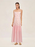 Dress Dress French Fresh Sweet Three-Dimensional Rose Flowers Spliced Chiffon Sling Dress Dress